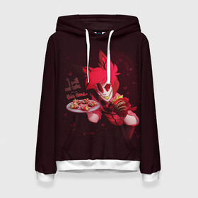 Женская толстовка 3D с принтом ОТЕЛЬ ХАЗБИН АЛАСТОР в городе Новоалтайск, 100% полиэстер  | двухслойный капюшон со шнурком для регулировки, мягкие манжеты на рукавах и по низу толстовки, спереди карман-кенгуру с мягким внутренним слоем. | alastor | hazbin hotel | ад | ада | аластор | демоны | мультфильм | отель | отель хазбин | рай | сериал | чарли