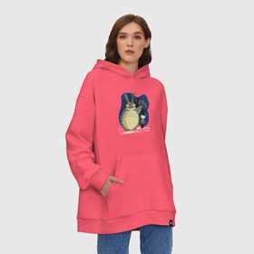 Худи SuperOversize хлопок с принтом Donnie Totoro в городе Новоалтайск, 70% хлопок, 30% полиэстер, мягкий начес внутри | карман-кенгуру, эластичная резинка на манжетах и по нижней кромке, двухслойный капюшон
 | donnie darko | forest | friend | ghibli | japan | keeper | miyazaki | nature | neigbor | neighbour | totoro | анимация | аниме | гибли | донни дарко | друг | животные | лес | любовь | милый | мир | миядзаки | мульт | мультфильм | приключения