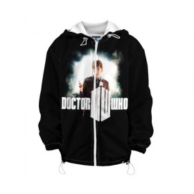 Детская куртка 3D с принтом Doctor Who в городе Новоалтайск, 100% полиэстер | застежка — молния, подол и капюшон оформлены резинкой с фиксаторами, по бокам — два кармана без застежек, один потайной карман на груди, плотность верхнего слоя — 90 г/м2; плотность флисового подклада — 260 г/м2 | Тематика изображения на принте: doctor | who | доктор | доктор кто | кто