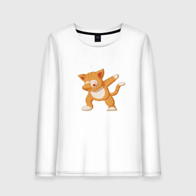 Женский лонгслив хлопок с принтом Cat Dabbing в городе Новоалтайск, 100% хлопок |  | cat | cat dabbing | cat meme | dab | dabbing | meme | даб | интернет приколы | кот | мем | мем с котом | мемасик | мемы | приколы | юмор