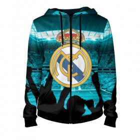 Женская толстовка 3D на молнии с принтом Real Madrid в городе Новоалтайск, 100% полиэстер | длина до линии бедра, манжеты и пояс оформлены мягкой тканевой резинкой, двухслойный капюшон со шнурком для регулировки, спереди молния, по бокам два кармана | champions | football | madrid | real | real madrid | soccer | spain | uefa | world cup | ла лига | лига чемпионов | мадрид | реал | реал мадрид | форма | формы | футбол