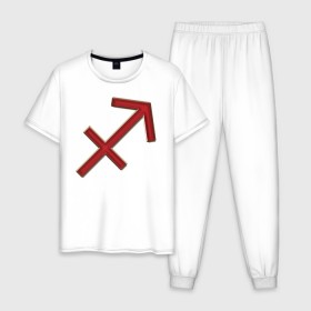 Мужская пижама хлопок с принтом Стрелец (Sagittarius) в городе Новоалтайск, 100% хлопок | брюки и футболка прямого кроя, без карманов, на брюках мягкая резинка на поясе и по низу штанин
 | астрология | гадания | гороскоп | девушке | день рождения | другу | друзьям | жене | звезды | знак с | знаки зодиака | зодиак | зодиакальные символы | коллегам | коллеге | космос | мистика | мужу