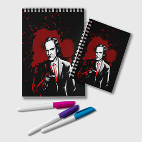 Блокнот с принтом Quentin Tarantino в городе Новоалтайск, 100% бумага | 48 листов, плотность листов — 60 г/м2, плотность картонной обложки — 250 г/м2. Листы скреплены удобной пружинной спиралью. Цвет линий — светло-серый
 | Тематика изображения на принте: tarantino | здезда | квентин | тарантино | фильм