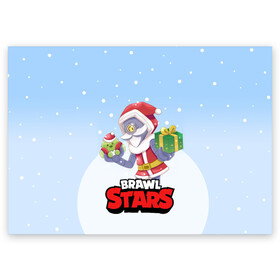 Поздравительная открытка с принтом Brawl Stars. Christmas Barley в городе Новоалтайск, 100% бумага | плотность бумаги 280 г/м2, матовая, на обратной стороне линовка и место для марки
 | Тематика изображения на принте: bo | brawl | brock | bull | colt | dynamike | elprimo | jessie | leon | moba | nita | shelly | stars | бо | брок | булл | джесси | динамайк | кольт | леон | нита | шелли | эльпримо