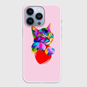 Чехол для iPhone 13 Pro с принтом Кот в городе Новоалтайск,  |  | Тематика изображения на принте: арт | животное | кот | любовь | сердце