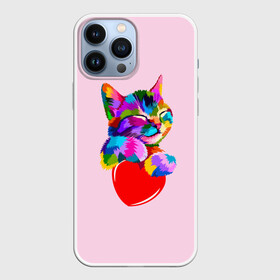 Чехол для iPhone 13 Pro Max с принтом Кот в городе Новоалтайск,  |  | Тематика изображения на принте: арт | животное | кот | любовь | сердце