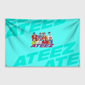 Флаг-баннер с принтом Ateez в городе Новоалтайск, 100% полиэстер | размер 67 х 109 см, плотность ткани — 95 г/м2; по краям флага есть четыре люверса для крепления | ateez | atiny | destiny | k pop | kpop | kq fellaz | атеез | атез | атэз | ёсан | к поп | кпоп | минки | сан | сонхва | тин поп | уён | хонджун | чонхо | эйтиз | эйтини | юнхо
