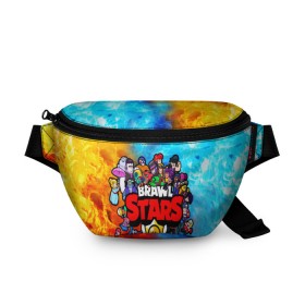 Поясная сумка 3D с принтом BrawlStars All heroes в городе Новоалтайск, 100% полиэстер | плотная ткань, ремень с регулируемой длиной, внутри несколько карманов для мелочей, основное отделение и карман с обратной стороны сумки застегиваются на молнию | brawlstars | leon | битваогней | бравлстарc | игра | игры | леон | мультик