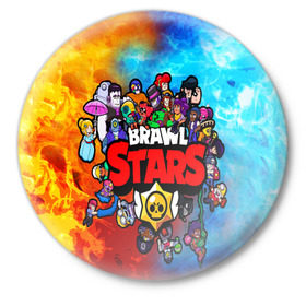 Значок с принтом BrawlStars All heroes в городе Новоалтайск,  металл | круглая форма, металлическая застежка в виде булавки | brawlstars | leon | битваогней | бравлстарc | игра | игры | леон | мультик