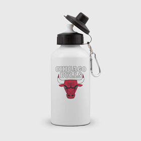 Бутылка спортивная с принтом CHICAGO BULLS в городе Новоалтайск, металл | емкость — 500 мл, в комплекте две пластиковые крышки и карабин для крепления | bulls | chicago | chicago bulls | nba | red bulls | usa | америка | быки | нба | сша | чикаго буллс