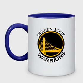 Кружка двухцветная с принтом GOLDEN STATE WARRIORS в городе Новоалтайск, керамика | объем — 330 мл, диаметр — 80 мм. Цветная ручка и кайма сверху, в некоторых цветах — вся внутренняя часть | golden state | golden state warriors | gsw | nba | usa | америка | голден стэйт уорриорз | гсв | нба | сша