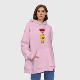 Худи SuperOversize хлопок с принтом BRAWL STARS SALLY LEON. в городе Новоалтайск, 70% хлопок, 30% полиэстер, мягкий начес внутри | карман-кенгуру, эластичная резинка на манжетах и по нижней кромке, двухслойный капюшон
 | brawl stars | leon | moba | sally leon | бравл старс | жанр | игра | леон | утка