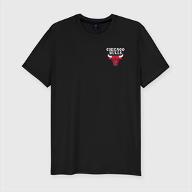 Мужская футболка хлопок Slim с принтом CHICAGO BULLS в городе Новоалтайск, 92% хлопок, 8% лайкра | приталенный силуэт, круглый вырез ворота, длина до линии бедра, короткий рукав | Тематика изображения на принте: bulls | chicago | chicago bulls | nba | red bulls | usa | америка | быки | нба | сша | чикаго буллс