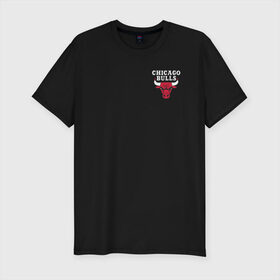 Мужская футболка хлопок Slim с принтом CHICAGO BULLS (НА СПИНЕ) в городе Новоалтайск, 92% хлопок, 8% лайкра | приталенный силуэт, круглый вырез ворота, длина до линии бедра, короткий рукав | Тематика изображения на принте: bulls | chicago | chicago bulls | nba | red bulls | usa | америка | быки | нба | сша | чикаго буллс