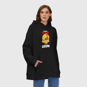 Худи SuperOversize хлопок с принтом BRAWL STARS SALLY LEON. в городе Новоалтайск, 70% хлопок, 30% полиэстер, мягкий начес внутри | карман-кенгуру, эластичная резинка на манжетах и по нижней кромке, двухслойный капюшон
 | brawl stars | leon | moba | sally leon | бравл старс | жанр | игра | леон | утка