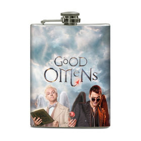 Фляга с принтом Good Omens в городе Новоалтайск, металлический корпус | емкость 0,22 л, размер 125 х 94 мм. Виниловая наклейка запечатывается полностью | aziraphale | crowley | david | demon | good | omens | pratchett | tennant | terry | азирафаэль | ангел | благие | демон | дэвид | знамения | кроули | майкл шин | пратчетт | теннант | терри