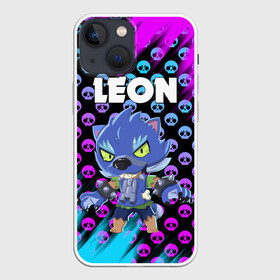 Чехол для iPhone 13 mini с принтом BRAWL STARS ОБОРОТЕНЬ LEON. в городе Новоалтайск,  |  | brawl stars | leon | moba | pattern | бравл старс | жанр | игра | леон | оборотень leon | паттерн | череп | черепа