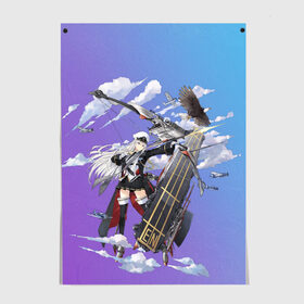 Постер с принтом Azur Lane в городе Новоалтайск, 100% бумага
 | бумага, плотность 150 мг. Матовая, но за счет высокого коэффициента гладкости имеет небольшой блеск и дает на свету блики, но в отличии от глянцевой бумаги не покрыта лаком | anime | azur lane | girl | аниме | девушка | лазурный путь