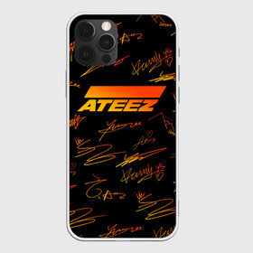Чехол для iPhone 12 Pro с принтом ATEEZ АВТОГРАФЫ в городе Новоалтайск, силикон | область печати: задняя сторона чехла, без боковых панелей | Тематика изображения на принте: ateez | kpop | ёсан | минки | сан | сонхва | уён | хонджун | чонхо | эйтиз | юнхо