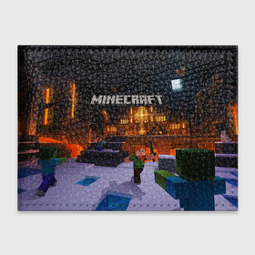 Обложка для студенческого билета с принтом MINECRAFT в городе Новоалтайск, натуральная кожа | Размер: 11*8 см; Печать на всей внешней стороне | Тематика изображения на принте: game | minecraft | блоки | игра | квадраты | компьютерная игра | крипер | майнкрафт