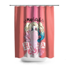 Штора 3D для ванной с принтом Harley Quinn (Mad love) в городе Новоалтайск, 100% полиэстер | плотность материала — 100 г/м2. Стандартный размер — 146 см х 180 см. По верхнему краю — пластиковые люверсы для креплений. В комплекте 10 пластиковых колец | Тематика изображения на принте: harleen quinzel | harley | harley quin | harley quinn | mad love | харли квин | харли квинн | харли куин | харли куинн | харлин квинзель