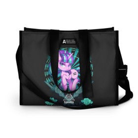 Сумка-шоппер 3D с принтом My little pony в городе Новоалтайск, 100% полиэстер | застегивается на металлическую кнопку; внутренний карман застегивается на молнию. Стенки укреплены специальным мягким материалом, чтобы защитить содержимое от несильных ударов
 | applejack | little | magic | mlp | my | pinkie pie | pony | rainbow dash | rarity | twilight | дракон | дружба | единорог | искорка | пони | селестия | спайк | сумеречная | это чудо