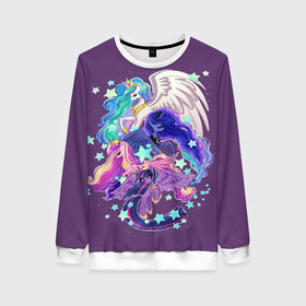 Женский свитшот 3D с принтом  My little pony в городе Новоалтайск, 100% полиэстер с мягким внутренним слоем | круглый вырез горловины, мягкая резинка на манжетах и поясе, свободная посадка по фигуре | applejack | little | magic | mlp | my | pinkie pie | pony | rainbow dash | rarity | twilight | дракон | дружба | единорог | искорка | пони | селестия | спайк | сумеречная | это чудо