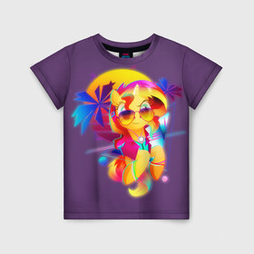 Детская футболка 3D с принтом My little pony в городе Новоалтайск, 100% гипоаллергенный полиэфир | прямой крой, круглый вырез горловины, длина до линии бедер, чуть спущенное плечо, ткань немного тянется | Тематика изображения на принте: applejack | little | magic | mlp | my | pinkie pie | pony | rainbow dash | rarity | twilight | дракон | дружба | единорог | искорка | пони | селестия | спайк | сумеречная | это чудо
