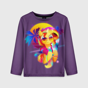 Детский лонгслив 3D с принтом My little pony в городе Новоалтайск, 100% полиэстер | длинные рукава, круглый вырез горловины, полуприлегающий силуэт
 | applejack | little | magic | mlp | my | pinkie pie | pony | rainbow dash | rarity | twilight | дракон | дружба | единорог | искорка | пони | селестия | спайк | сумеречная | это чудо