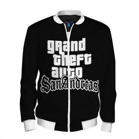Мужской бомбер 3D с принтом GTA San Andreas в городе Новоалтайск, 100% полиэстер | застегивается на молнию, по бокам два кармана без застежек, по низу бомбера и на воротнике - эластичная резинка | gta | sa | sanandreas | футболка | чёрный