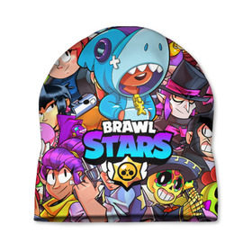 Шапка 3D с принтом BRAWL STARS LEON SHARK в городе Новоалтайск, 100% полиэстер | универсальный размер, печать по всей поверхности изделия | brawl stars | bull | colt | crow | leon | leon shark | shark | stars | акула | берли | ворон | динамайк | кольт | леон | леон акула | нита | спайк | шелли | эль примо
