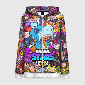 Женская толстовка 3D на молнии с принтом BRAWL STARS LEON SHARK | ЛЕОН АКУЛА в городе Новоалтайск, 100% полиэстер | длина до линии бедра, манжеты и пояс оформлены мягкой тканевой резинкой, двухслойный капюшон со шнурком для регулировки, спереди молния, по бокам два кармана | brawl stars | bull | colt | crow | leon | leon shark | shark | stars | акула | берли | ворон | динамайк | кольт | леон | леон акула | нита | спайк | шелли | эль примо