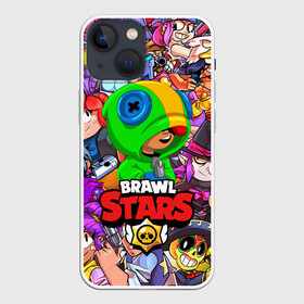 Чехол для iPhone 13 mini с принтом BRAWL STARS LEON | ЛЕОН в городе Новоалтайск,  |  | brawl stars | bull | colt | crow | leon | leon shark | shark | stars | акула | берли | ворон | динамайк | кольт | леон | леон акула | нита | спайк | шелли | эль примо
