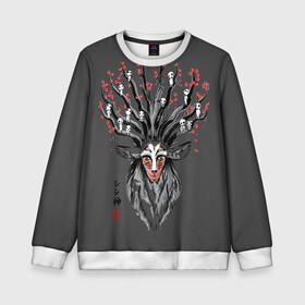 Детский свитшот 3D с принтом Princess Mononoke в городе Новоалтайск, 100% полиэстер | свободная посадка, прямой крой, мягкая тканевая резинка на рукавах и понизу свитшота | eboshi | ghibli | hayao | hime | lady | miyazaki | mononoke | princess | studio | аситака | волчица | гибли | дух леса | мононоке | моро | сан