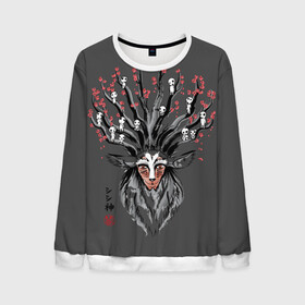 Мужской свитшот 3D с принтом Princess Mononoke в городе Новоалтайск, 100% полиэстер с мягким внутренним слоем | круглый вырез горловины, мягкая резинка на манжетах и поясе, свободная посадка по фигуре | eboshi | ghibli | hayao | hime | lady | miyazaki | mononoke | princess | studio | аситака | волчица | гибли | дух леса | мононоке | моро | сан