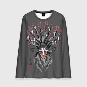 Мужской лонгслив 3D с принтом Princess Mononoke в городе Новоалтайск, 100% полиэстер | длинные рукава, круглый вырез горловины, полуприлегающий силуэт | eboshi | ghibli | hayao | hime | lady | miyazaki | mononoke | princess | studio | аситака | волчица | гибли | дух леса | мононоке | моро | сан