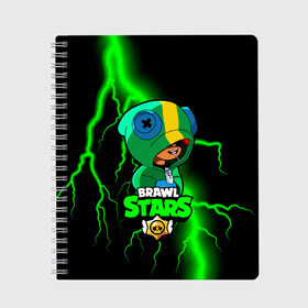Тетрадь с принтом Brawl Stars LEON в городе Новоалтайск, 100% бумага | 48 листов, плотность листов — 60 г/м2, плотность картонной обложки — 250 г/м2. Листы скреплены сбоку удобной пружинной спиралью. Уголки страниц и обложки скругленные. Цвет линий — светло-серый
 | 8 bit | 8 бит | brawl | brawl stars | crow | leon | stars | бравл | бравл старс | браво старс | игра | компьютерная | кров | леон | онлайн | старс