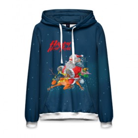 Мужская толстовка 3D с принтом Happy New Year в городе Новоалтайск, 100% полиэстер | двухслойный капюшон со шнурком для регулировки, мягкие манжеты на рукавах и по низу толстовки, спереди карман-кенгуру с мягким внутренним слоем. | Тематика изображения на принте: 