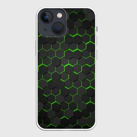 Чехол для iPhone 13 mini с принтом OCTAGON зеленый в городе Новоалтайск,  |  | neon octagon | octagon | зеленые соты | зеленые соты в неоне | неон | неоновые соты | шестиугольники