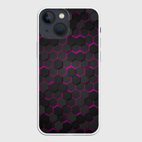 Чехол для iPhone 13 mini с принтом OCTAGON розовый в городе Новоалтайск,  |  | neon octagon | octagon | неон | неоновые соты | розовые соты | розовые соты в неоне | шестиугольники