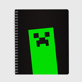 Тетрадь с принтом MINECRAFT (карбон) в городе Новоалтайск, 100% бумага | 48 листов, плотность листов — 60 г/м2, плотность картонной обложки — 250 г/м2. Листы скреплены сбоку удобной пружинной спиралью. Уголки страниц и обложки скругленные. Цвет линий — светло-серый
 | game | minecraft | блоки | игра | карбон | квадраты | компьютерная игра | крипер | майнкрафт