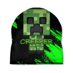 Шапка 3D с принтом MINECRAFT CREEPER в городе Новоалтайск, 100% полиэстер | универсальный размер, печать по всей поверхности изделия | game | minecraft | блоки | игра | квадраты | компьютерная игра | крипер | майнкрафт