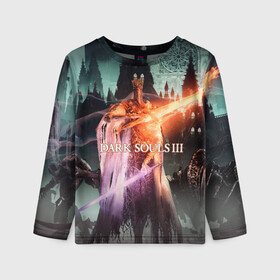 Детский лонгслив 3D с принтом Dark Souls 3 Pontiff Sulyvahn в городе Новоалтайск, 100% полиэстер | длинные рукава, круглый вырез горловины, полуприлегающий силуэт
 | action | art | dark | game | pontiff sulyvahn | rpg | souls | арт | босс | души | игра | понтифик саливан | рпг | тёмные | экшн