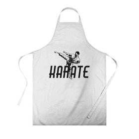 Фартук 3D с принтом KARATE в городе Новоалтайск, 100% полиэстер | общий размер — 65 х 85 см, ширина нагрудника — 26 см, горловина — 53 см, длина завязок — 54 см, общий обхват в поясе — 173 см. Принт на завязках и на горловине наносится с двух сторон, на основной части фартука — только с внешней стороны | sport | единоборство | каратэ | кимоно | лого | спорт | удар | человек