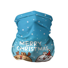 Бандана-труба 3D с принтом Molang. Merry Christmas в городе Новоалтайск, 100% полиэстер, ткань с особыми свойствами — Activecool | плотность 150‒180 г/м2; хорошо тянется, но сохраняет форму | chicken | christmas | deer | korea | molang | newyear | piupiu | rabbit | smow | snowflakes | winter | год | зима | корея | кролик | моланг | новый | олень | пиу | рождество | снег | снежинка