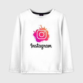 Детский лонгслив хлопок с принтом INSTAGRAM в городе Новоалтайск, 100% хлопок | круглый вырез горловины, полуприлегающий силуэт, длина до линии бедер | insta | instagram | instagramm | social | видео | инста | инстаграм | инстаграмм | приложение | социальная сеть | фото