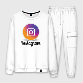 Мужской костюм хлопок с принтом INSTAGRAM в городе Новоалтайск, 100% хлопок | на свитшоте круглая горловина, мягкая резинка по низу. Брюки заужены к низу, на них два вида карманов: два “обычных” по бокам и два объемных, с клапанами, расположенные ниже линии бедра. Брюки с мягкой трикотажной резинкой на поясе и по низу штанин. В поясе для дополнительного комфорта — широкие завязки | insta | instagram | instagramm | social | видео | инста | инстаграм | инстаграмм | приложение | социальная сеть | фото