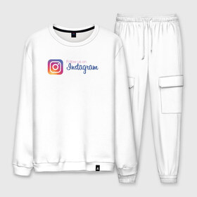Мужской костюм хлопок с принтом INSTAGRAM в городе Новоалтайск, 100% хлопок | на свитшоте круглая горловина, мягкая резинка по низу. Брюки заужены к низу, на них два вида карманов: два “обычных” по бокам и два объемных, с клапанами, расположенные ниже линии бедра. Брюки с мягкой трикотажной резинкой на поясе и по низу штанин. В поясе для дополнительного комфорта — широкие завязки | insta | instagram | instagramm | social | видео | инста | инстаграм | инстаграмм | приложение | социальная сеть | фото