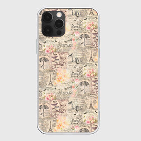 Чехол для iPhone 12 Pro Max с принтом Paris vintage theme в городе Новоалтайск, Силикон |  | Тематика изображения на принте: paris | vintage | винтаж | газета | декупаж | обои | париж | франция