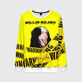 Женский свитшот 3D с принтом Billie Eilish + автограф в городе Новоалтайск, 100% полиэстер с мягким внутренним слоем | круглый вырез горловины, мягкая резинка на манжетах и поясе, свободная посадка по фигуре | billie | eilish | айлиш | айлишь | беляш | билли